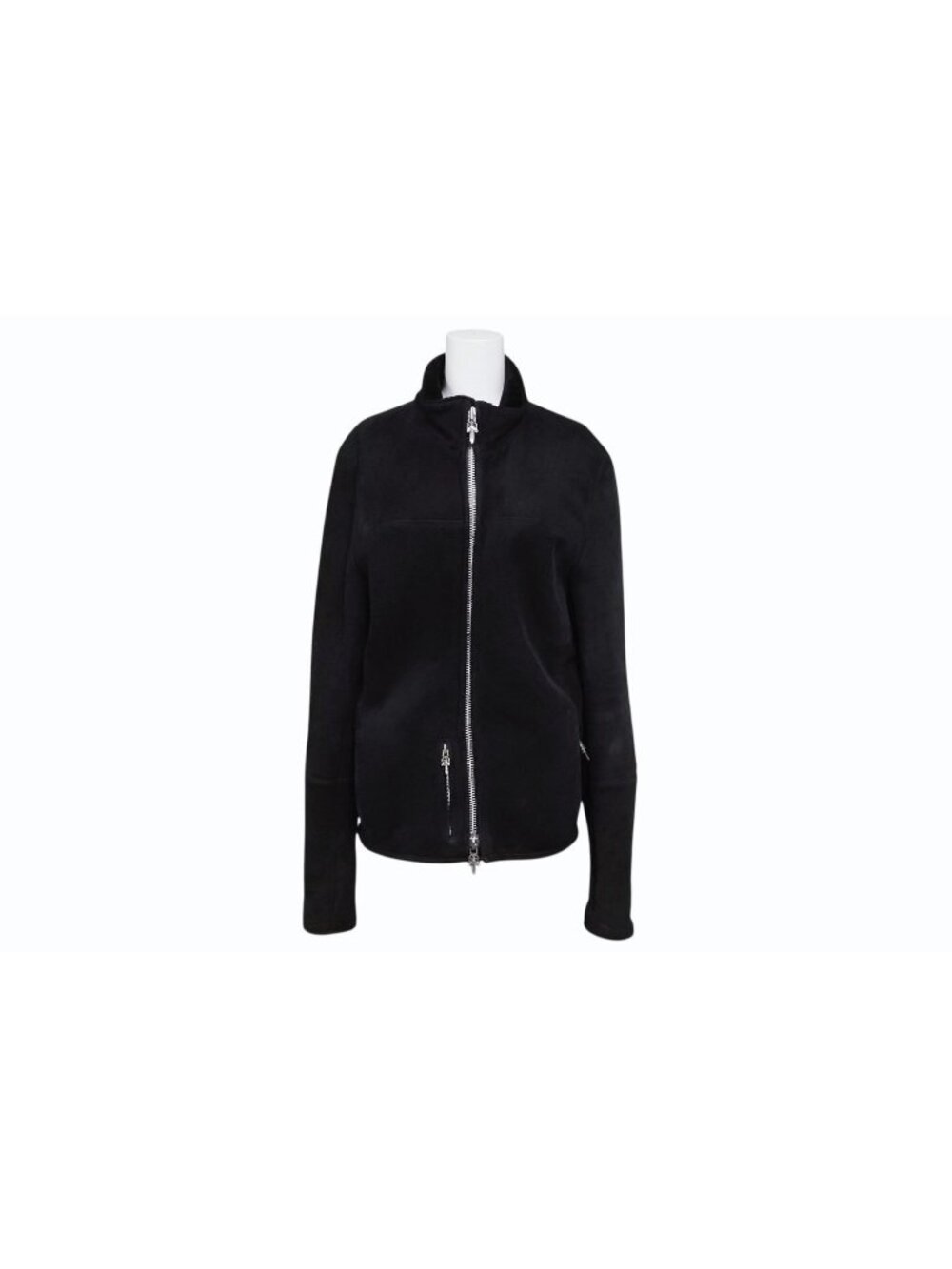 Chrome Hearts Shearling Leather Jacket Dagger Zip Black 4 S